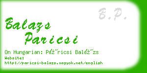 balazs paricsi business card